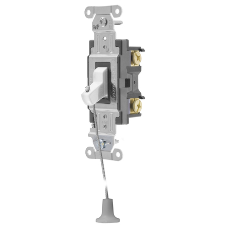 HUBBELL WIRING DEVICE-KELLEMS Hospital Call Switch, Toggle Switches, General Purpose AC, Single Pole, 20A 120/277V AC, Back and Side Wired, With Lanyard HBL1221WHCS